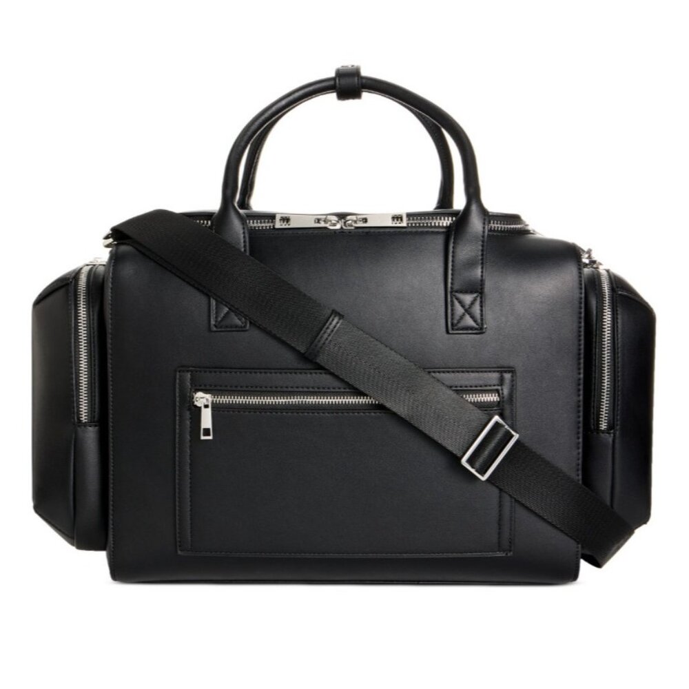 Alfani Men's Duffle Bag Black Sleek Travel Carry On Work Modern Versatile